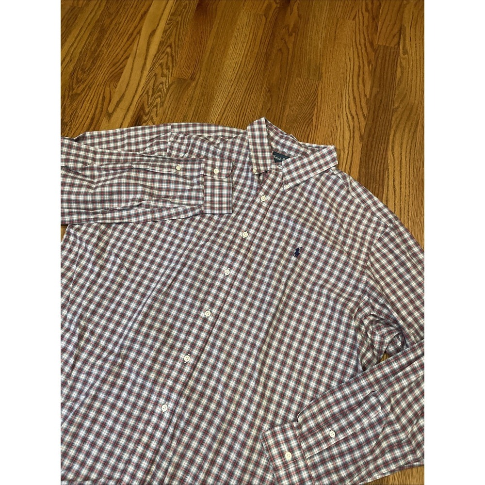 Ralph Lauren Mens Button Up XXL Multicolor Plaid Classic Fit Cotton Shirt